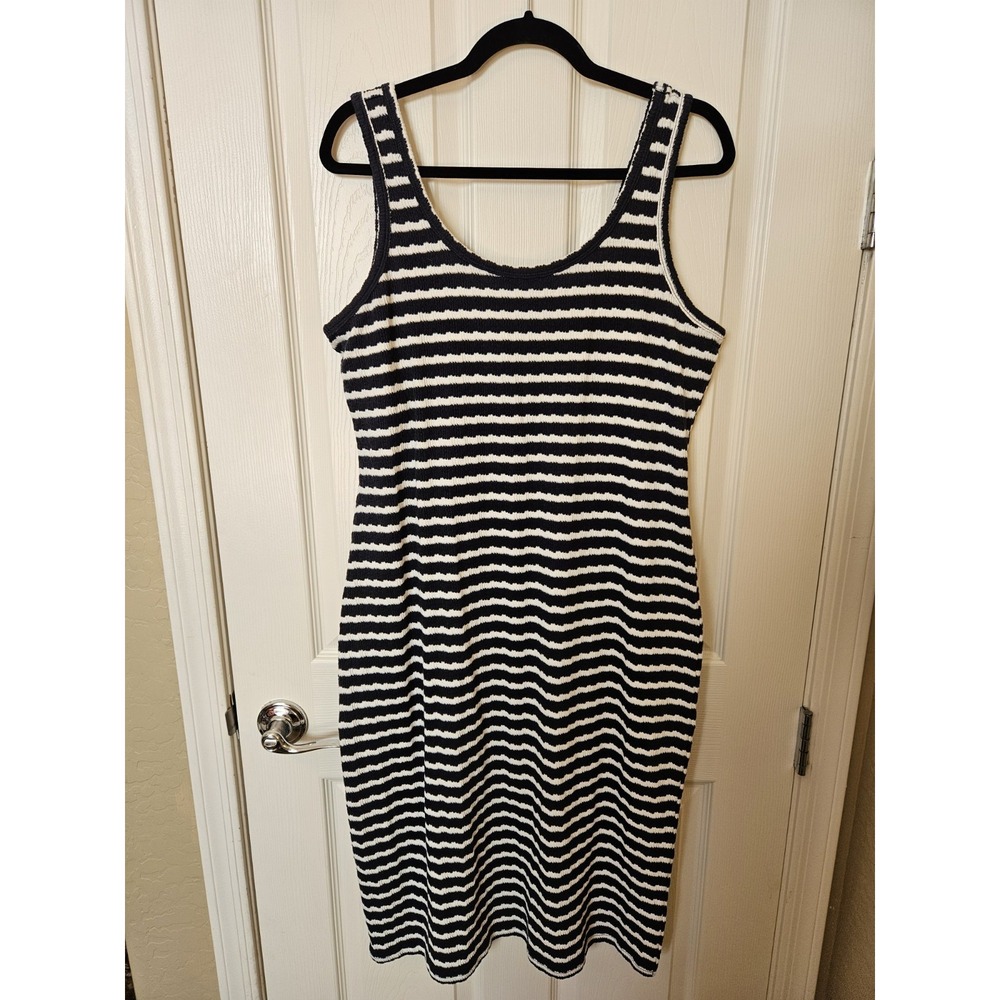 NWT 24/7 by Maurices Sleeveless Blue White Striped Knit Midi Tank Dress, Sz. XL